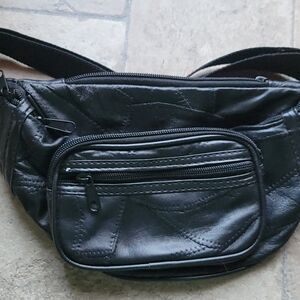 Vintage Black Leather Belt Bag